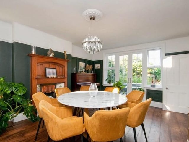 The property consists of a front porch and beautiful period entrance hallway with stairs leading to the second floor. A spacious lounge, large dining room, and a stunning fitted kitchen with island.
