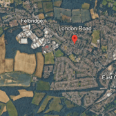 According to AA Traffic News, the A22 was partially blocked – between Felbridge and East Grinstead. Photo: Google Earth
