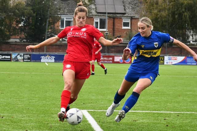 Worthing on the ball against AFC Wimbledon | Picture: Onerebelsview