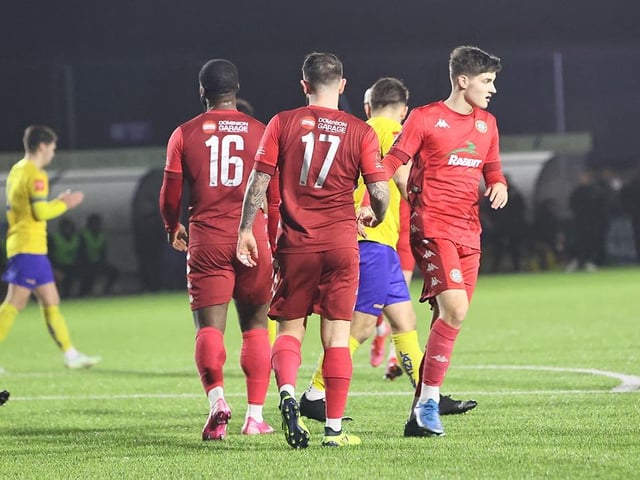 Action from Worthing FC's 4-0 win at Lancing FC in the third round of the Sussex Senior Cup