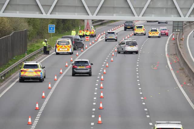 Sussex Police confirmed that officers are ‘investigating a serious single vehicle collision’. It happened between junctions nine and 10, on the M23, just after 5am, on Thursday (April 2). Photo: Eddie Mitchell