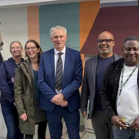 The CEO of Stonepillow David Francis with colleagues and the High Sheriff of West Sussex Gary Shipton. Photo: contributed