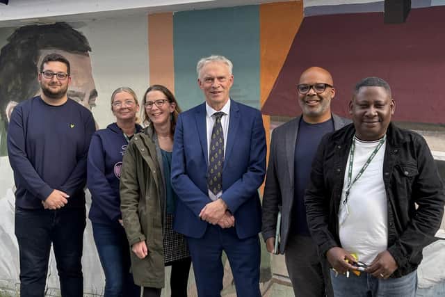 The CEO of Stonepillow David Francis with colleagues and the High Sheriff of West Sussex Gary Shipton. Photo: contributed