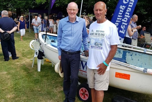 Nick Gibb MP with Ross Fisher, who is sailing around the Isle of Wight