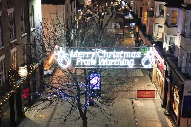 WORTHING CHRISTMAS LIGHTS  2023:Worthing is getting geared up for Christmas with stunning festive displays appearing in the town