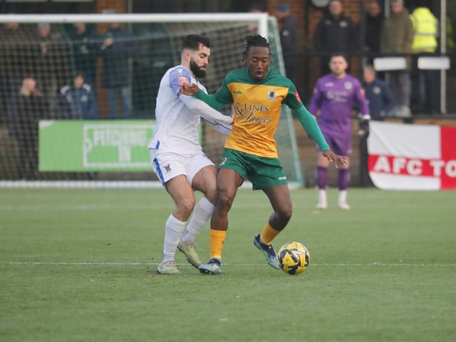 FA Trophy action between Horsham and AFC Totton