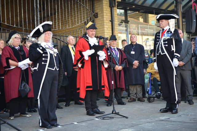 Hastings' Proclamation: The Mayor of Hastings, Cllr James Bacon, read the local Proclamation of the new King at 3pm on Sunday 11 September in Queens Square.