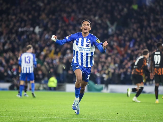 Action and crowd shots from Brighton and Hove Albion's Europa League clash with Marseille at the American Express Stadium.