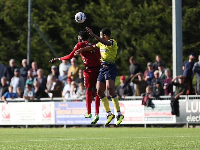 Action from Worthing's National League South clash at home to Farnborough at Woodside Road