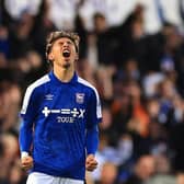 Brighton loan ace Jeremy Sarmiento of Ipswich Town celebrates victory against Southampton FC at Portman Road