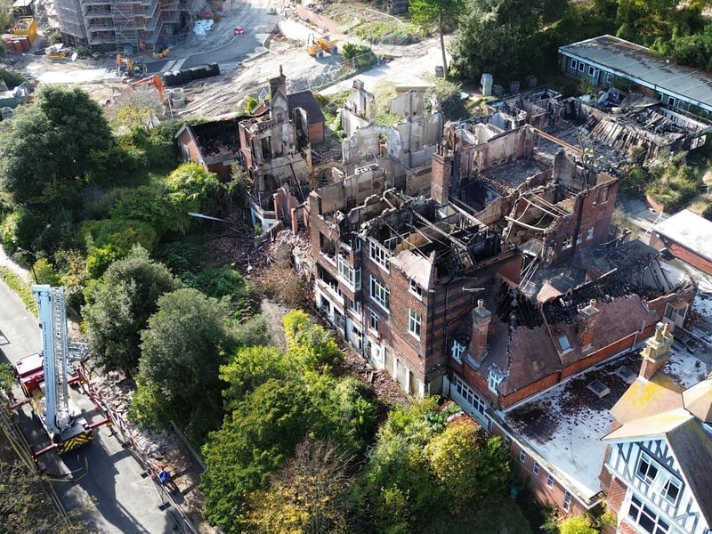 Aftermath of blaze at former school