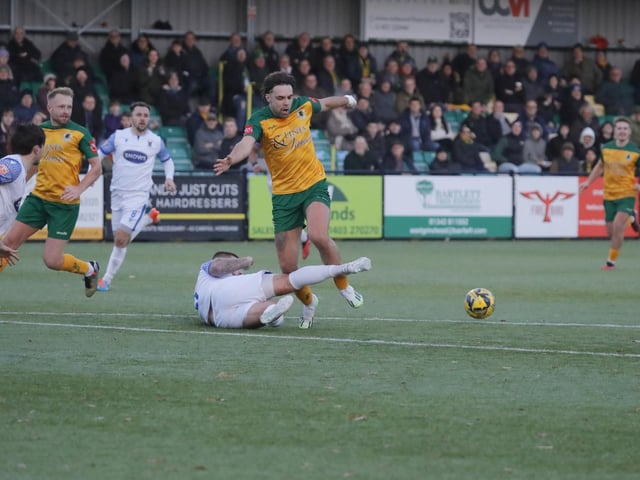 FA Trophy action between Horsham and AFC Totton
