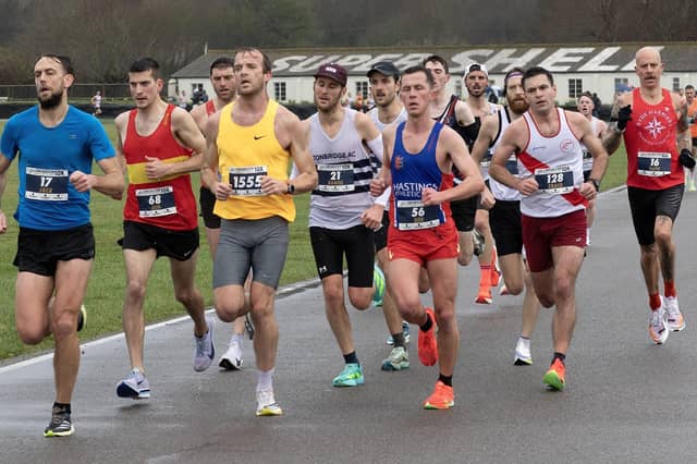 Some of the runners in the Chichetser 10k at the 4k mark at the Goodwood Motor Circuit