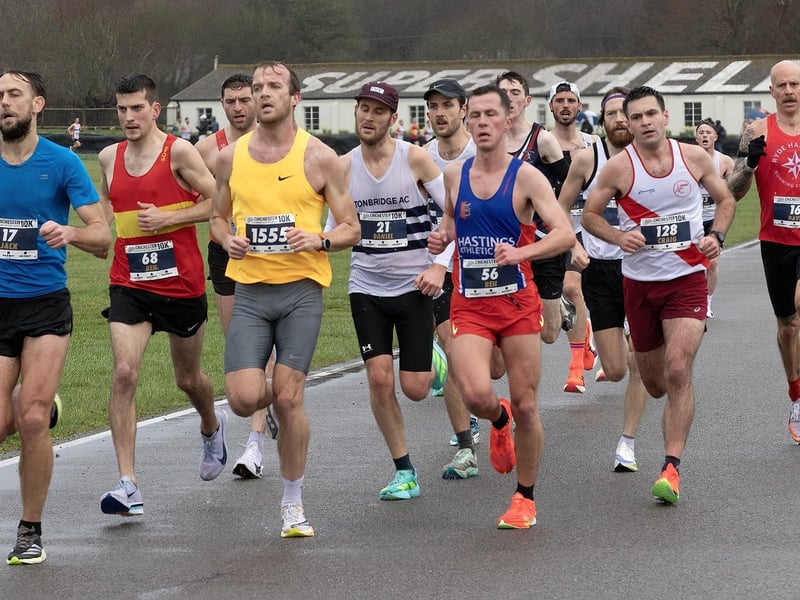 Some of the runners in the Chichetser 10k at the 4k mark at the Goodwood Motor Circuit