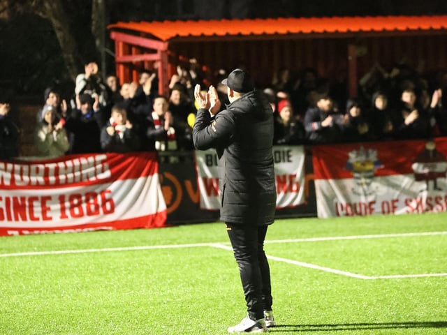 Action from Worthing FC's 3-2 win at home to Welling in the National League South