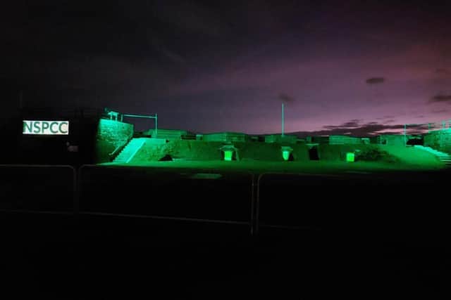 Shoreham Fort lights up green for the NSPCC and Childline on the longest night of the year.