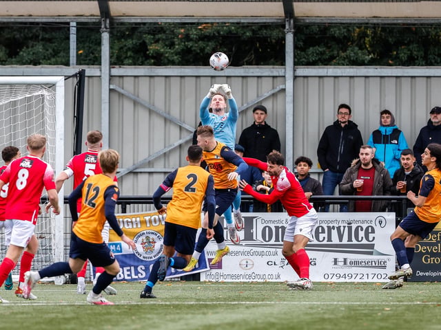 Action from Eastbourne Borough's 5-1 win at Slough Town in the National League South