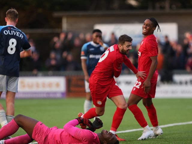 Action from Worthing's 6-4 win at home to Dover in National League South