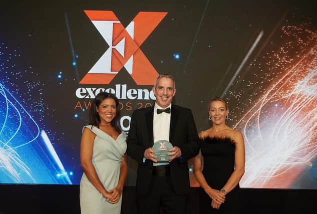 From left to right: Adele Ibhadon, account executive at Aptean. Aptean (one of the award sponsors), Danny Martin, COO (manufacturing) at Baker & Baker, Cherry Healey, TV presenter
