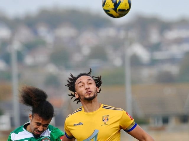 Action from Lancing's win over Corinthian in the Isthmian south east division