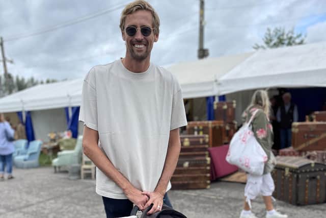 Football star Peter Crouch was seen shopping at Ardingly Antiques Fair on Tuesday, September 6