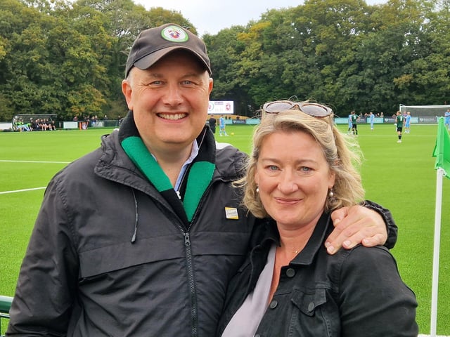 Burgess Hill Town FC played their first game back at Leylands Park after laying of new 3G and installation of other facilities around ground.
David Corney, Co owner and Chair with Vicky Gaffney
Co Owner and CEO. SR2509201 Pic Steve Robards/Nationalworld