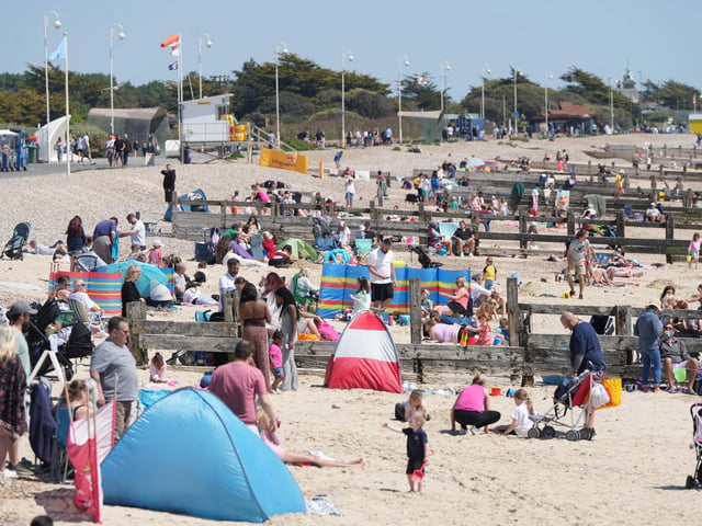 Beachgoers have flocked to a Sussex seaside town to soak up the sun.