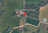 A van has overturned, in a collision, near Crowborough. Photo: Google Earth