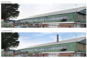 Top shows existing building and below modifications required