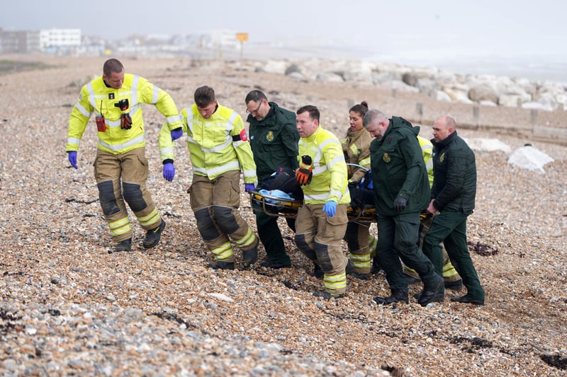 Crews from the South East Coast Ambulance Service were seen carrying a person off the beach on a stretcher at around 3pm on Friday, March 31.