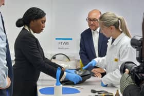 Ms Badenoch spoke during a visit to Global Technologies Racing (GTR) at Fontwell on Friday (September 4), accompanied by Shadow Chancellor Andrew Griffifth. Photo: Elizabeth Junor.