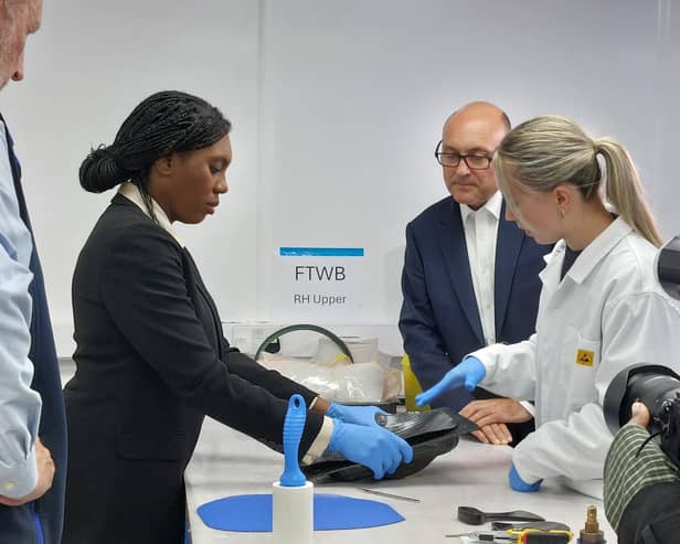 Ms Badenoch spoke during a visit to Global Technologies Racing (GTR) at Fontwell on Friday (September 4), accompanied by Shadow Chancellor Andrew Griffifth. Photo: Elizabeth Junor.