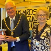 Sylvia Harris receiving an award