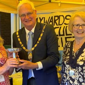 Sylvia Harris receiving an award