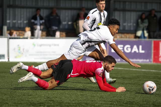 Borough in action in their Good Friday win over Dartford - but they could not rise to the same levels at Welling | Picture: Andy Pelling