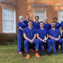 Mr Lewis and the operating theatre team outside Goring Hall Hospital.  