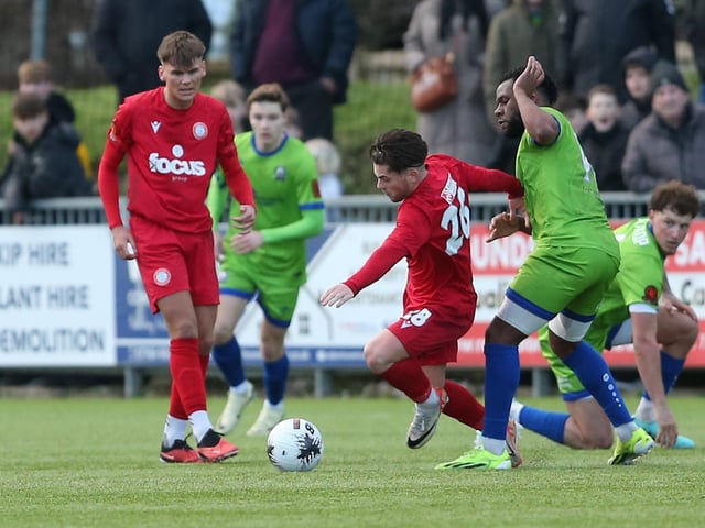 Action from Worthing v Braintree in National League South