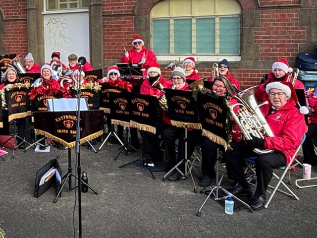 Eastbourne Silver Band's Christmas Day concert on the Wish Tower Slopes.