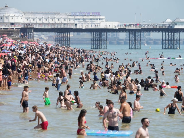 Families, groups of friends and tourists packed the seafront throughout the day, with many making the most of the sunshine by swimming in the sea, sunbathing, and queuing for ice creams and drinks along the promenade.