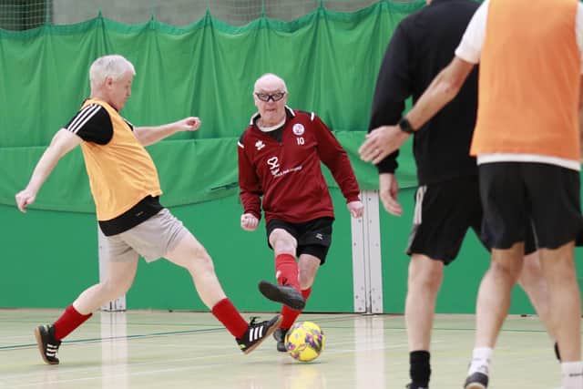 Action from the walking football tournament