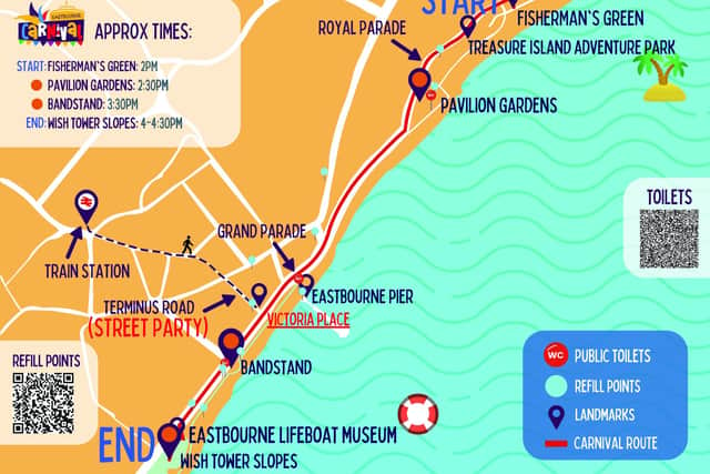 Eastbourne Carnival's route for 2023