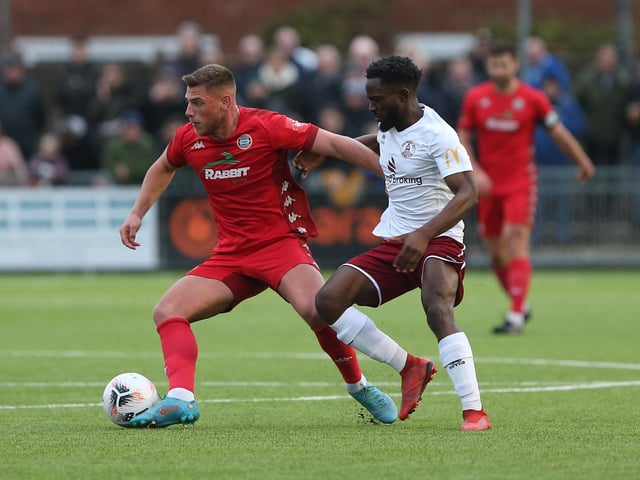 Action from Worthing FC's 3-1 home defeat to Chelmsford in the National League South at Woodside Road