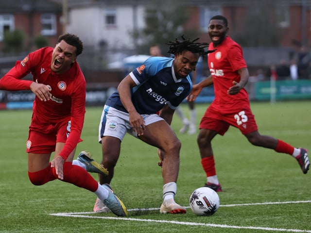 Action from Worthing's 6-4 win at home to Dover in National League South