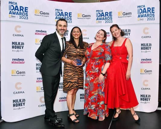 Midnight wins Small Consultancy of the Year at the PRCA Dare Awards. Alex Hankinson and Flo Powell, Joint Managing Directors, pictured 