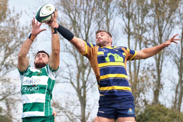 Iago Davies challenges for lineout ball | Picture: Colin Coulson