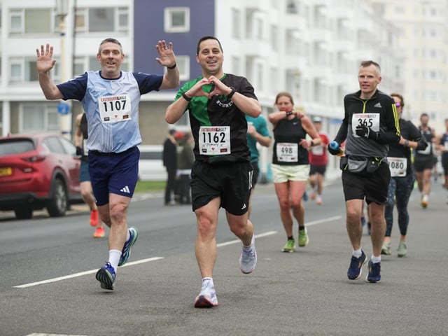Medals, top 3s, sponsors and a variety from the course of this year's Eastbourne Half Marathon