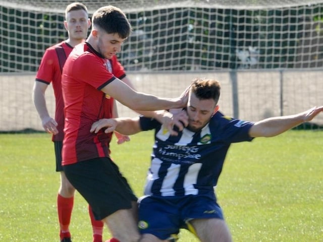 Action from Wick's home defeat to Godalming in the SCFL Division 1 at Crabtree Park