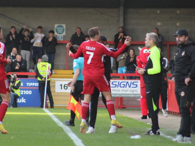 Action from Crawley Town's 2-1 win over Newport County. Picture by Cory Pickford