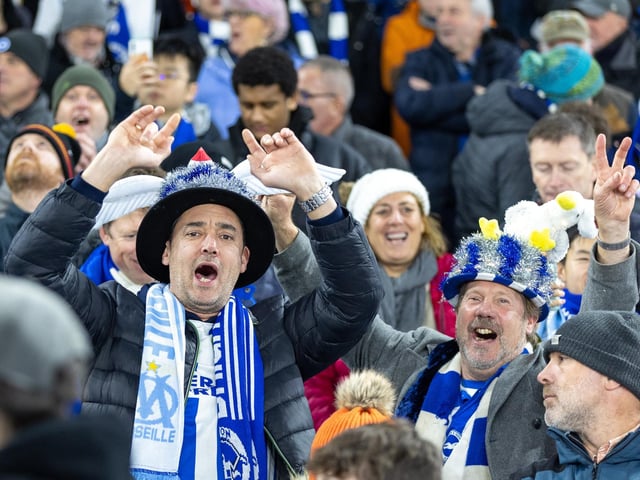 Action and crowd shots from Brighton and Hove Albion's Europa League clash with Marseille at the American Express Stadium.