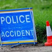 Road accident. Generic police accident sign